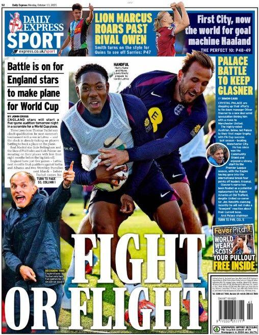 The back page of the Daily Express