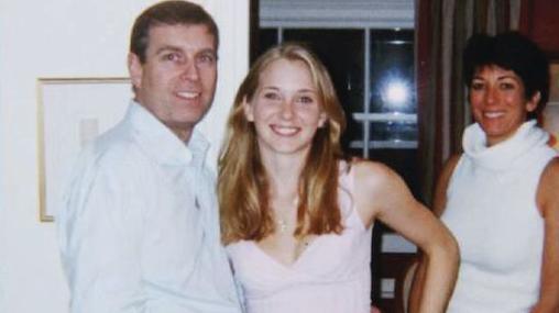 Photo of Prince Andrew, Virginia Giuffre and Ghislaine Maxwell