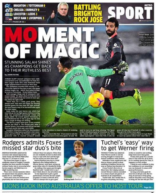 The back page of the Metro
