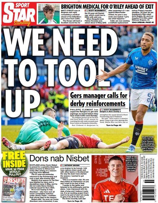 The back page of the Scottish Star on Sunday on 280524