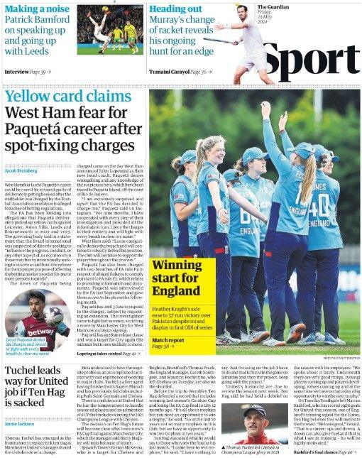 The back page of the Guardian