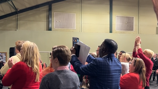 Labour group cheer as one of their candidates is elected in Southend-on-Sea.