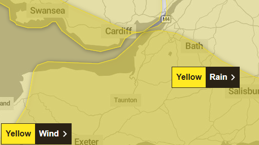 Met Office yellow weather warnings in the West