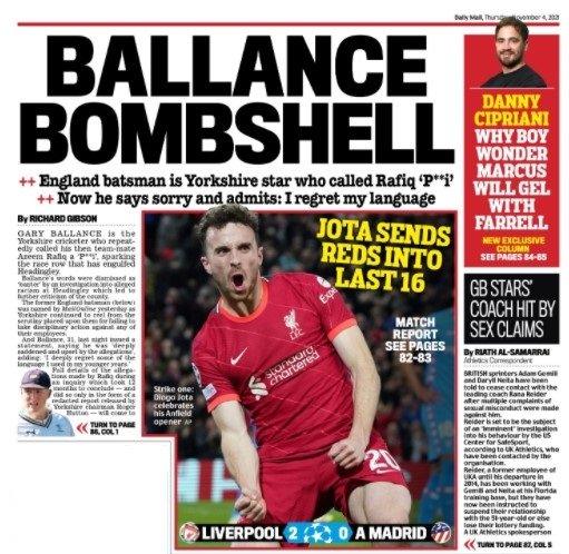 Thursday's Daily Mail back page