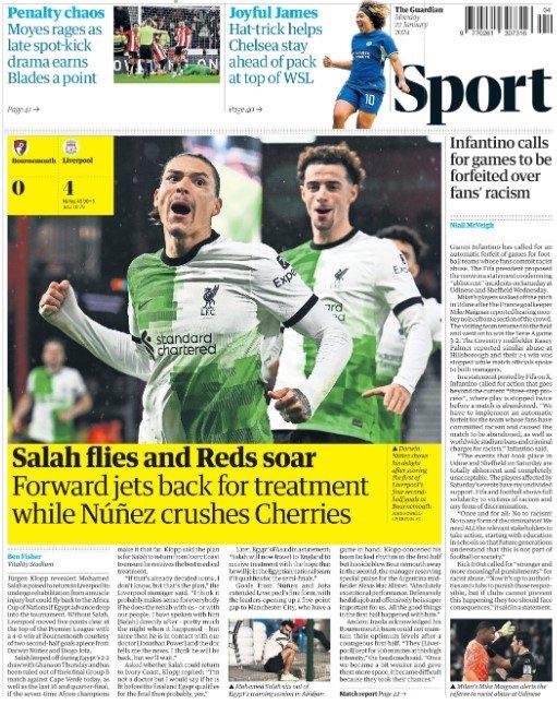 The back page of the Guardian