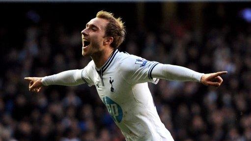 Christian Eriksen celebrates after giving Tottenham the lead