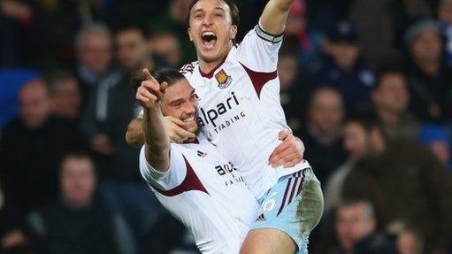 West Ham's Andy Carroll and Mark Noble