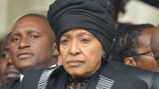 Winnie Madikiela-Mandela at Nelson Mandela's memorial service in December 2013