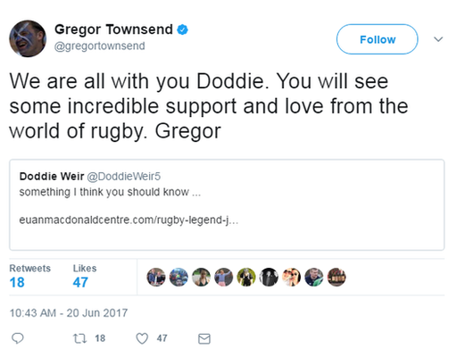 Gregor Townsend's tweet