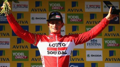 Andre Griepel won stage seven of the Tour of Britain in a photo finish