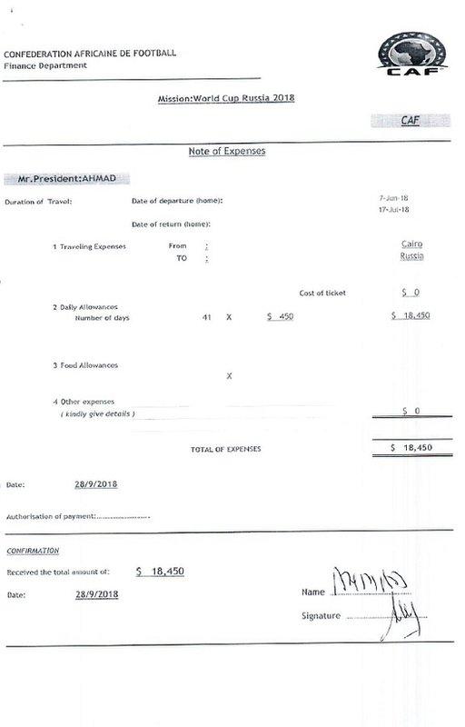 The receipt for Ahmad's June trip to Russia, as paid by Caf