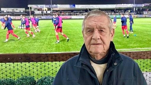 Chairman Les Barlow at Merthyr's National League North game against Telford 