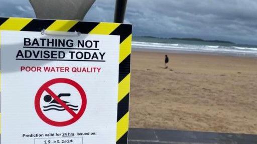 Signs erected on Portrush's East Strand on Thursday