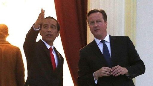 David Cameron with Indonesian president Joko Widodo