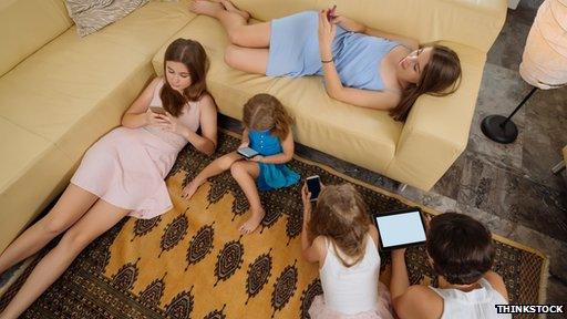 children on phones