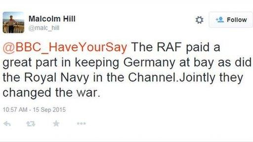 Battle of Britain tweet by Malcolm Hill