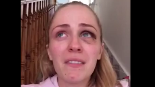 A still from the viral video by Emma Murphy detailing her account of being beaten by her former partner