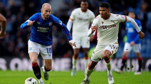 Rangers' Vaclav Cerny (left) and Motherwell's Kai Andrews battle for the ball.