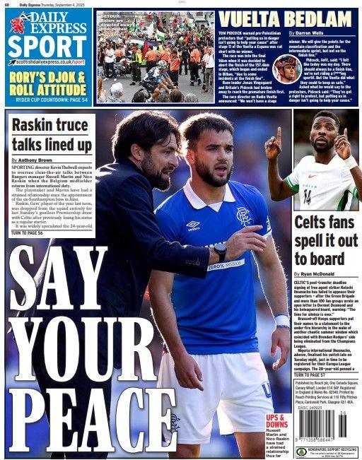 The back page of the Scottish Daily Express on 040925
