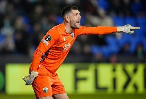 TNS goalkeeper Connor Roberts shouts instructions to teammates