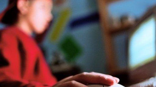 Teenager at a computer, Photo Science Library