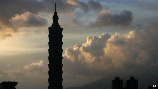 Silhouette of skyscraper in Taiwan's capital Taipei