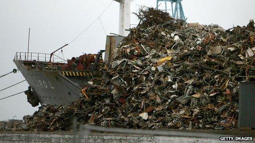 Mountain of metal awaits export abroad from Liverpool