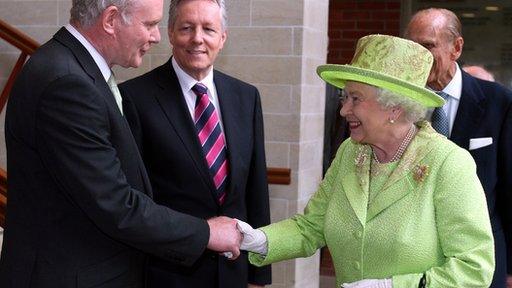 The Queen and Martin McGuinness shake hands