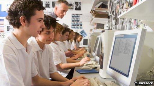 School children using computers