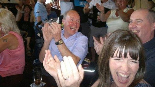 Villagers celebrate Bradley Wiggins Tour de France win in Eccleston, Lancashire