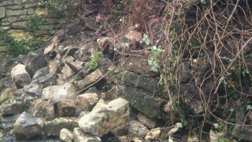 Scene of landslide in Old Sodbury