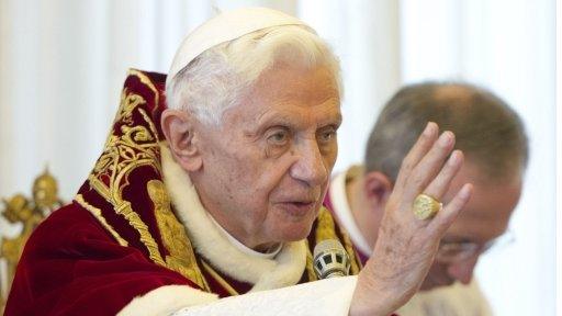 Pope Benedict XVI blesses Cardinals during a consistory at the Vatican 11 February 2013