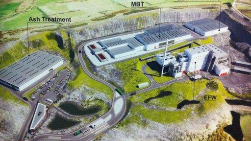 An artist's impression of the proposed waste facility at a quarry on the outskirts of north Belfast