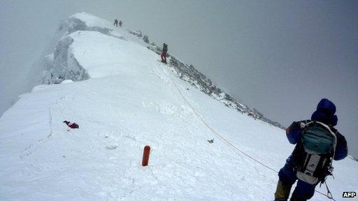 Mountaineers climbing Mount Everest