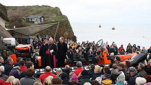 The new lifeboat and the Right Reverend John Ford (Pic: Stephen Baguley)