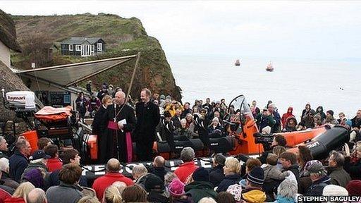 The new lifeboat and the Right Reverend John Ford (Pic: Stephen Baguley)