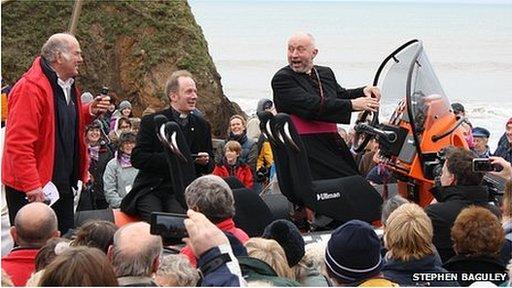 The new lifeboat and the Right Reverend John Ford (Pic: Stephen Baguley)