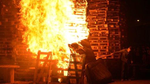 Bonfire set alight on Sandy Row in Belfast (pic from 2012)