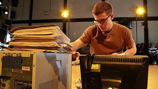 Harry Ferrier in The Radicalisation Of Bradley Manning. Photo: Farrows Creative/National Theatre Wales