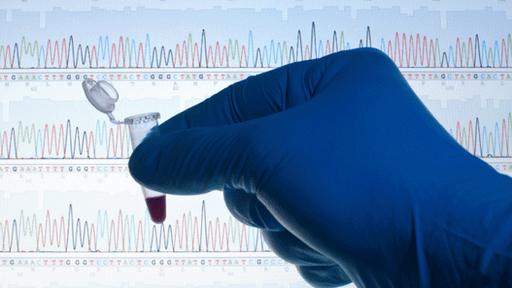 Blood sample in front of DNA