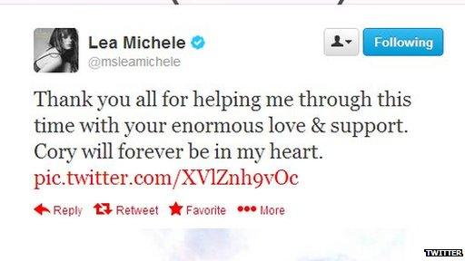 Lea Michele post on Twitter