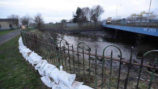 The Sydenham area of east Belfast and the docks are said to be at "high risk" of flooding