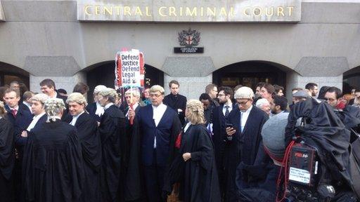 Lawyers outside the Old Bailey in central London