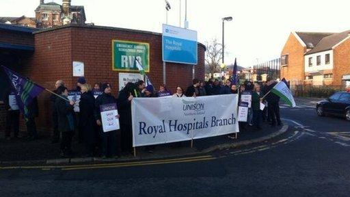 Unison are staging a protest at the Royal Victoria Hospital over the A&E issue