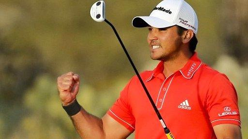 Jason Day celebrates victory over Victor Dubuisson at the WGC Match Play final in Arizona