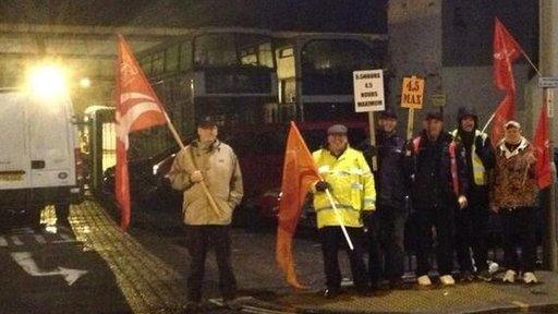 Bus depot picket line