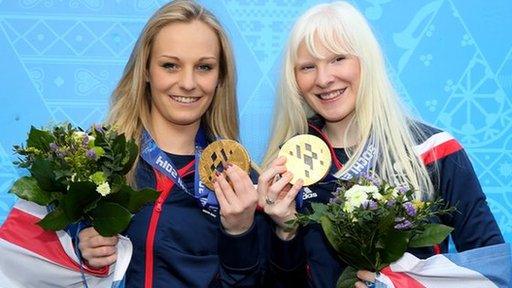 Kelly Gallagher (right) and guide Charlotte Evans