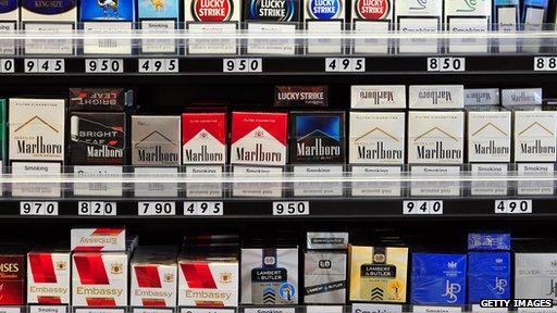 Cigarettes in a store