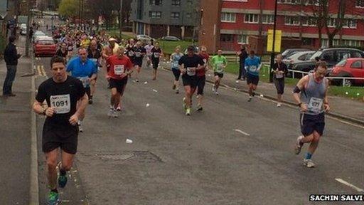 Runners during Sheffield half marathon