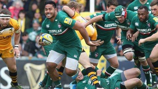 Manu Tuilagi on the charge against London Wasps.